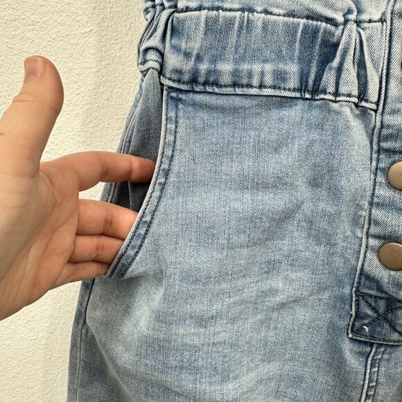 Altar'd State Women's Size XS Stretch Denim Shorts Romper Snap Front - Picture 5 of 10